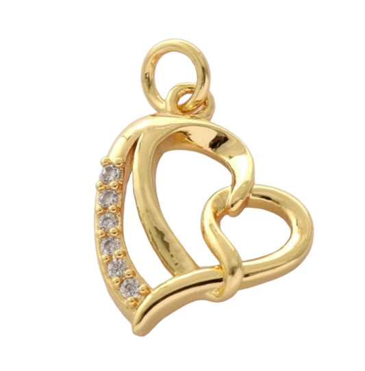 CZ Twist Heart Charm